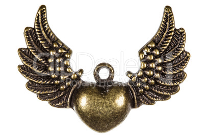 Heart with wings, a symbol of romantic relationships, decorative