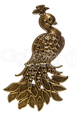 Fantastic bird, peacock, decorative element, isolated on white b