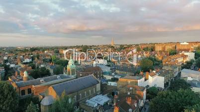 Slow Motion Aerial View of Houses, Residential Neighborhoods, Suburbs, Towns