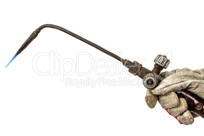 Flame of welding torch, isolated on white background