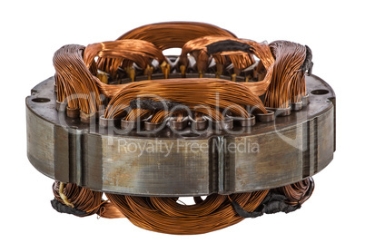 Stator of the electric motor, isolated on white background