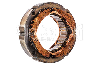 Stator of the electric motor, isolated on white background