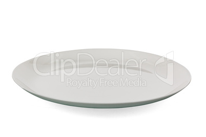 Empty white plate, isolated on white background, with clipping p