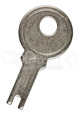 Old key from lock, isolated on white background