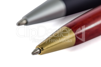 Pens close-up, isolated on white background, with clipping path