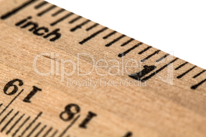 Ruler wooden, isolated on white background