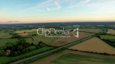 Aerial Shot Over Lush Green Fields And Meadows