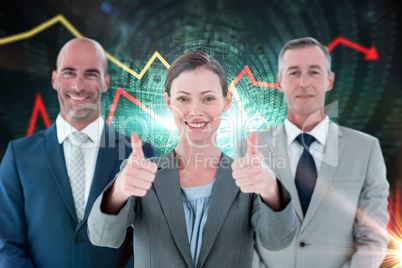 Composite image of business colleagues smiling at camera