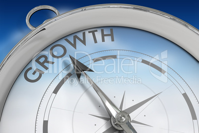 Composite image of compass pointing to growth