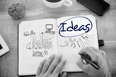 Ideas  against business and cityscape