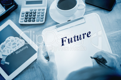Future against digital marketing graphic