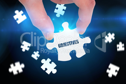 Objectives  against blue background with vignette