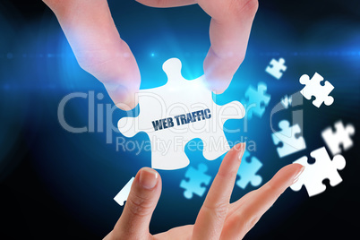 Web traffic against blue background with vignette