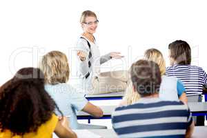 Teacher teaching students in class