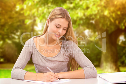 Composite image of student working