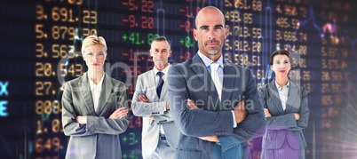 Composite image of business colleagues smiling at camera