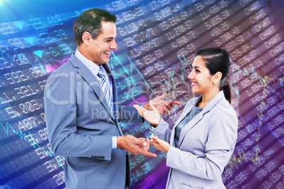 Composite image of confident business people smiling