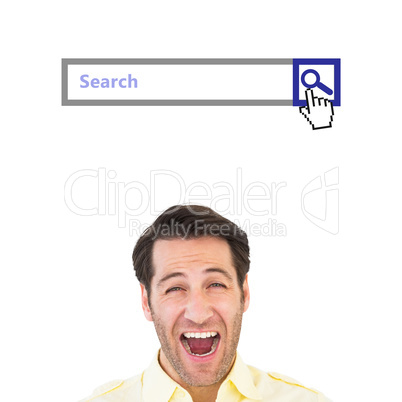 Composite image of handsome man screaming out loud