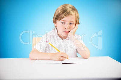 Composite image of cute pupil thinking