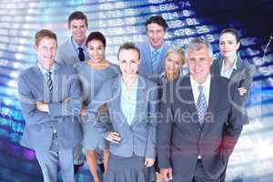 Composite image of smiling business people smiling at camera