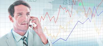 Composite image of business man having phone call