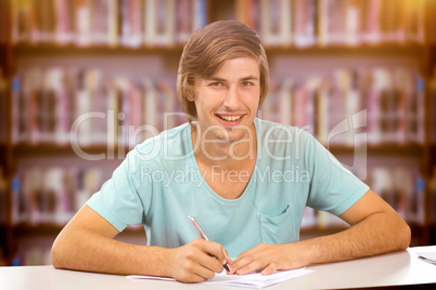 Composite image of student working