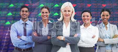 Composite image of business people with arms crossed smiling at