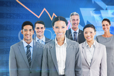 Composite image of young business people in office