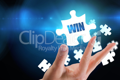 Win against blue background with vignette Win against blue background with vignette