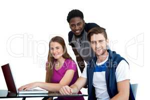 Creative team using laptop