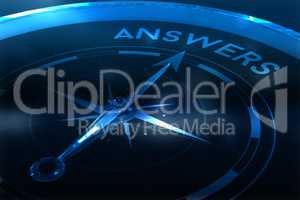 Composite image of compass pointing to answers