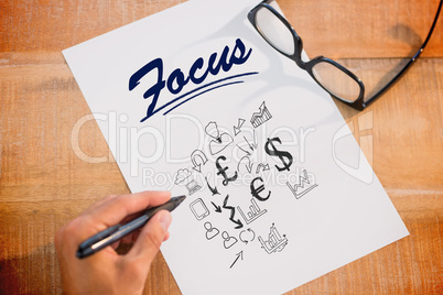 Focus against currency symbols