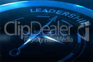 Composite image of compass pointing to leadership