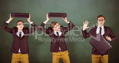 Composite image of nerdy businessman