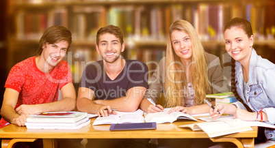 Composite image of students studying