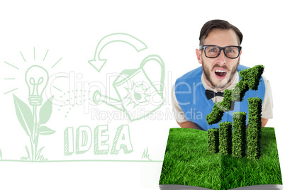 Composite image of man holding lawn book