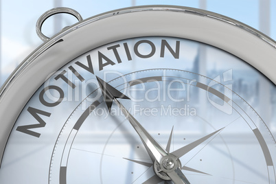 Composite image of compass pointing to motivation