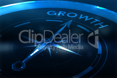 Composite image of compass pointing to growth