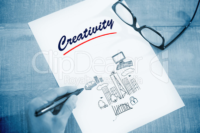 Creativity  against business and cityscape