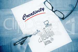 Creativity  against business and cityscape