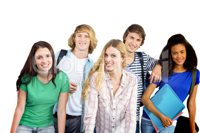 Composite image of happy college students