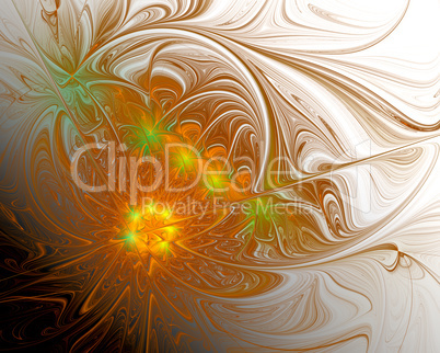 Abstract fractal design. Yellow and green lights.