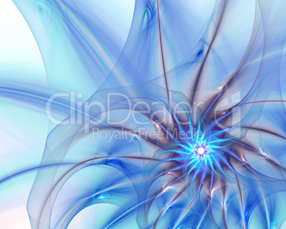 Abstract fractal design. Blue spiral star.