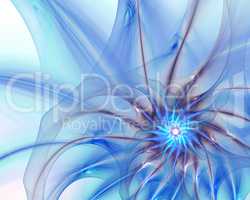 Abstract fractal design. Blue spiral star.