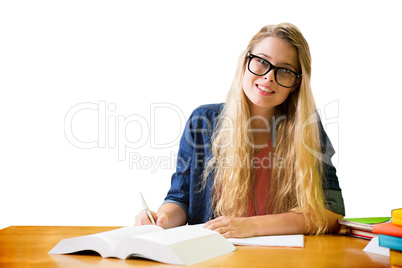 Student studying in the library