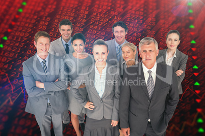 Composite image of smiling business people smiling at camera