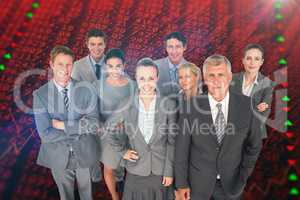 Composite image of smiling business people smiling at camera