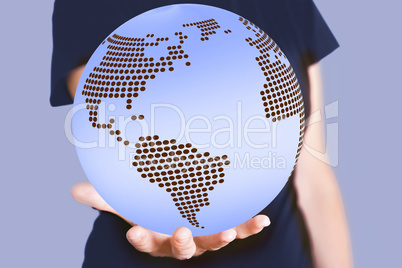 Woman holding world globe