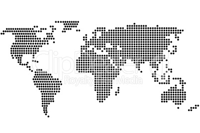 Simple digital world map of dots