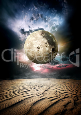 Fool moon in desert